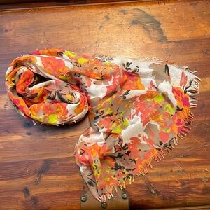 Pink and orange floral scarf